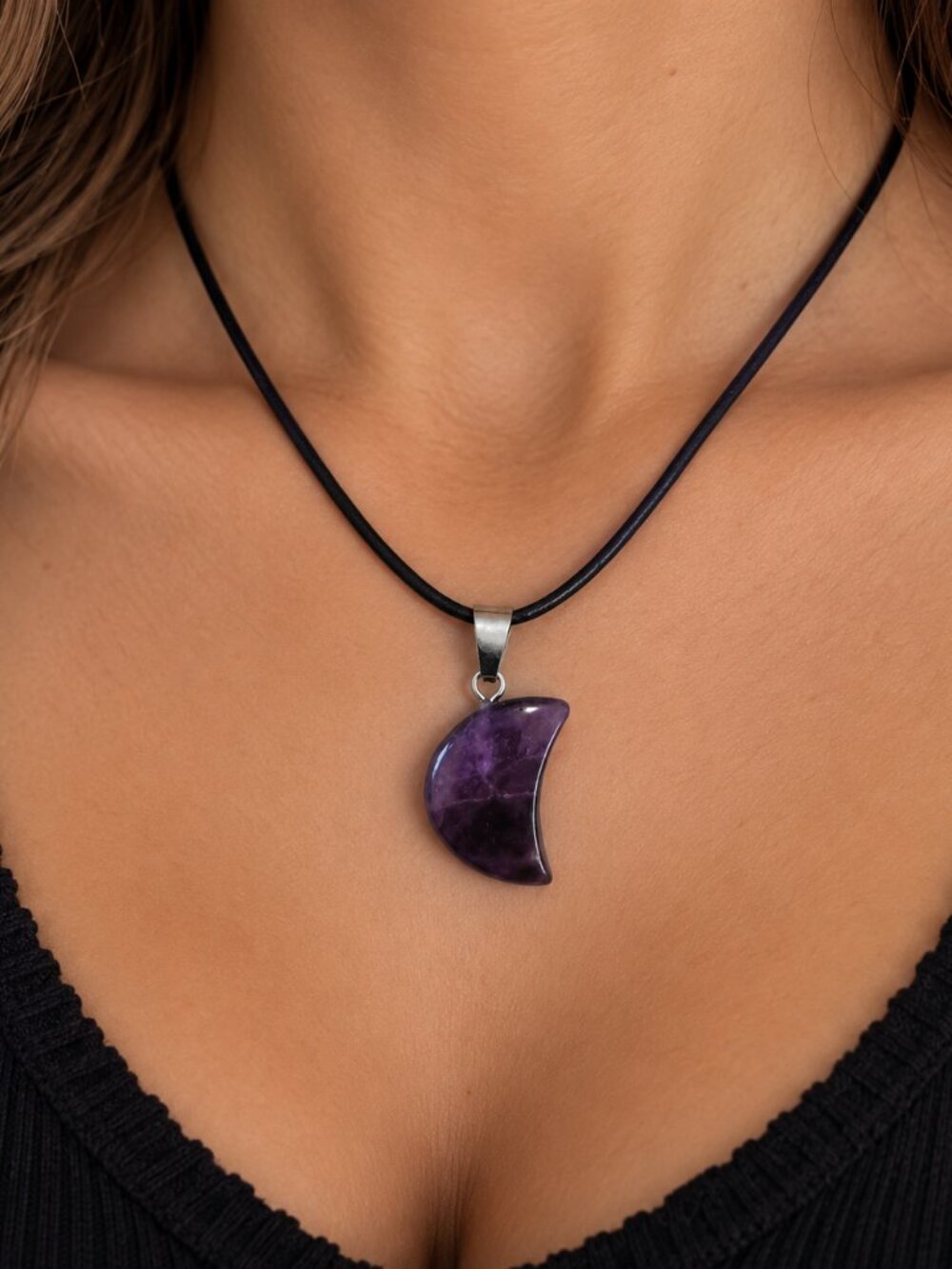 Amethyst Crescent Moon Necklace